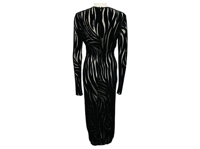Versace Midi-Kleid aus Jersey-Velours-Jacquard Zebra Schwarz - Ansicht 3