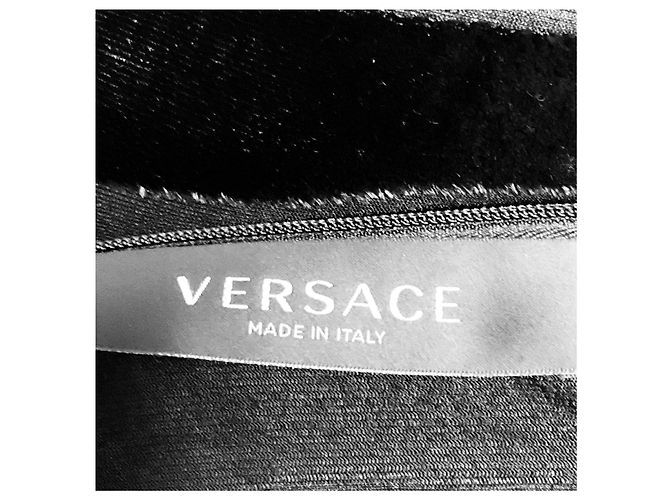 Versace Midi-Kleid aus Jersey-Velours-Jacquard Zebra Schwarz - Ansicht 4