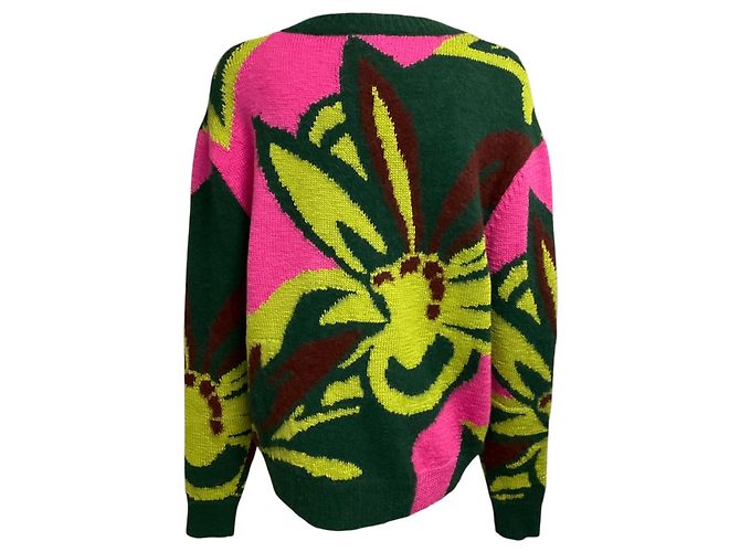 Dries Van Noten Strickpullover aus Wolle und Alpaka in den Farben Grün / Limettengrün / Rosa Mehrfarben - Ansicht 3