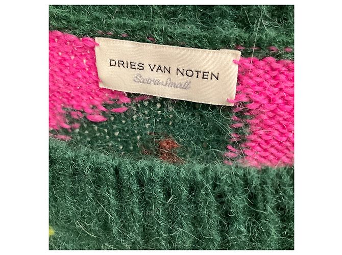 Dries Van Noten Strickpullover aus Wolle und Alpaka in den Farben Grün / Limettengrün / Rosa Mehrfarben - Ansicht 4