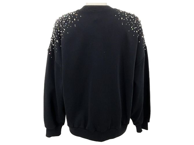 Autre Marque Cinq à Sept Sweatshirt aus schwarzer Baumwolle Brandy mit Crackle-Strass - Ansicht 3