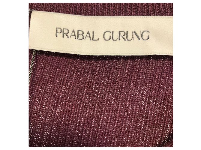 Prabal Gurung Grape Wine / Gunmetal besticktes ärmelloses Strick-Midikleid Bordeaux - Ansicht 4