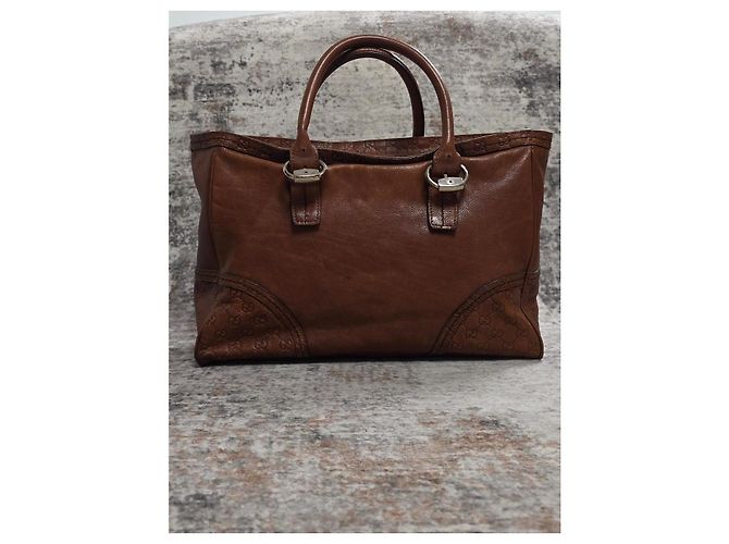 Gucci Signoria Borsa a Mano in Pelle Marrone - vista 2
