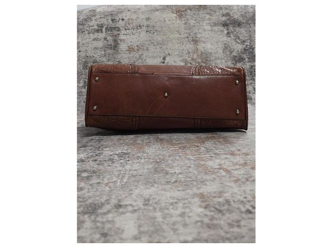 Gucci Signoria Borsa a Mano in Pelle Marrone - vista 5