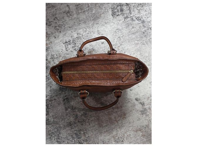 Gucci Signoria Borsa a Mano in Pelle Marrone - vista 6