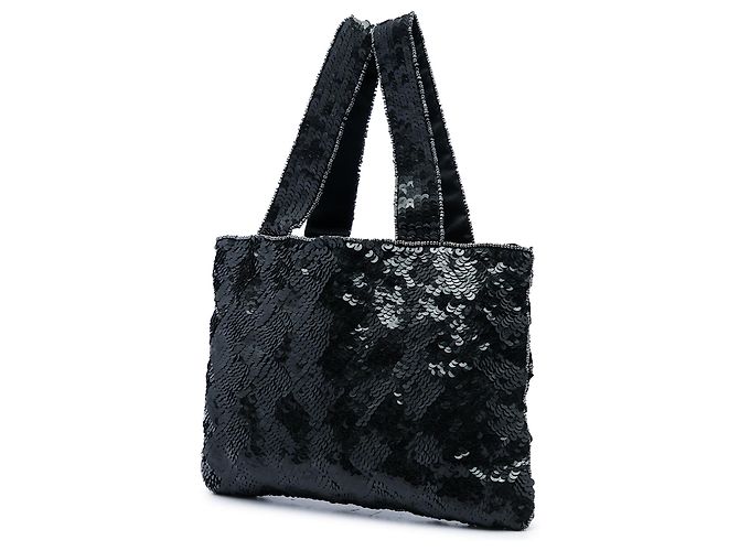 Borsa da sera Mini Sequins Trompe l oeil Chanel Nera Nero - vista 2