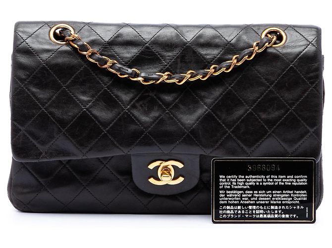 Borsa a tracolla Chanel Medium Classic Double Flap in pelle di agnello nera Nero - vista 7