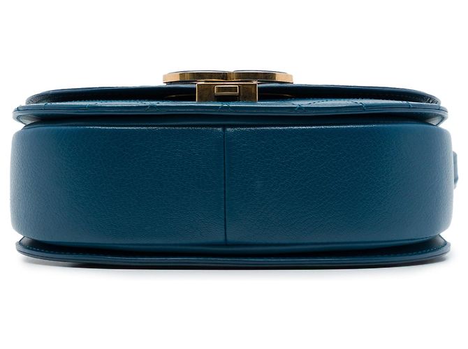 Chanel Small Coco Curve Flap Satchel aus blauem glänzendem Kalbsleder und gestepptem Ziegenleder - Ansicht 3