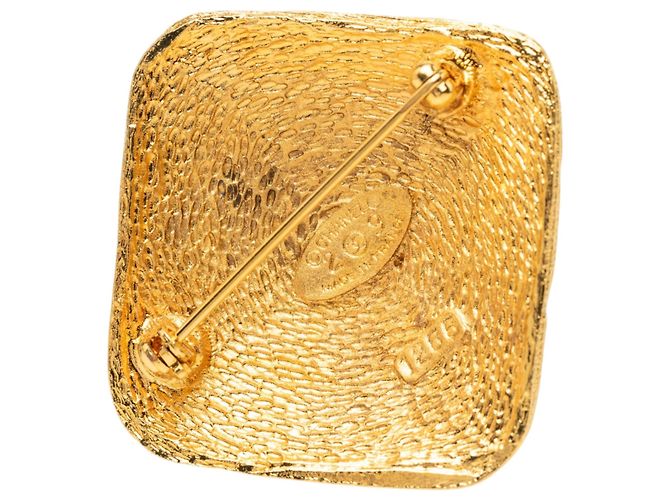 Spilla Chanel CC placcata oro con diamanti D'oro - vista 3