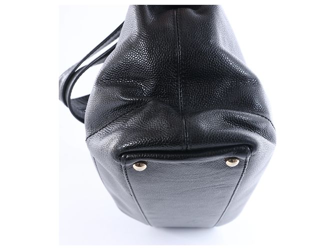 Borsa a tracolla Chanel Coco Mark Line in pelle caviar nera Nero - vista 10