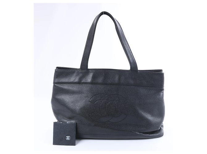 Borsa a tracolla Chanel Coco Mark Line in pelle caviar nera Nero - vista 14