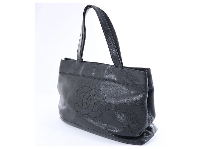 Borsa a tracolla Chanel Coco Mark Line in pelle caviar nera Nero - vista 2