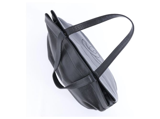 Borsa a tracolla Chanel Coco Mark Line in pelle caviar nera Nero - vista 6
