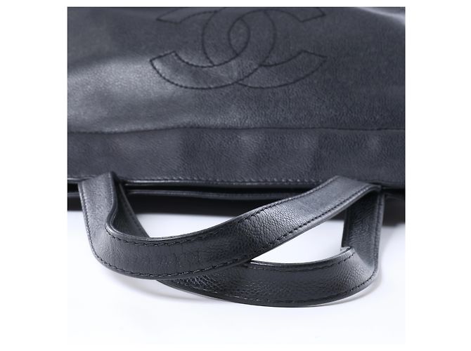 Borsa a tracolla Chanel Coco Mark Line in pelle caviar nera Nero - vista 7