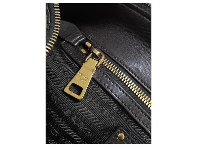 Prada Borsa in nylon verde e pelle - vista 15