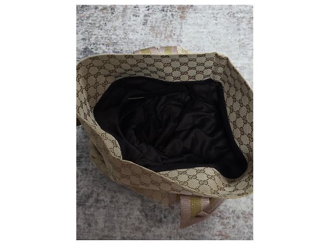 Borsa Gucci Sherry Line in tela monogram GG beige - vista 11