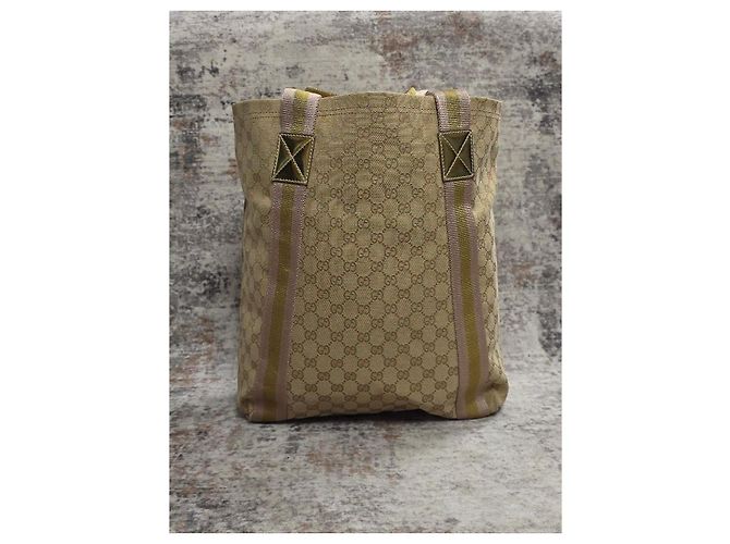 Borsa Gucci Sherry Line in tela monogram GG beige - vista 3