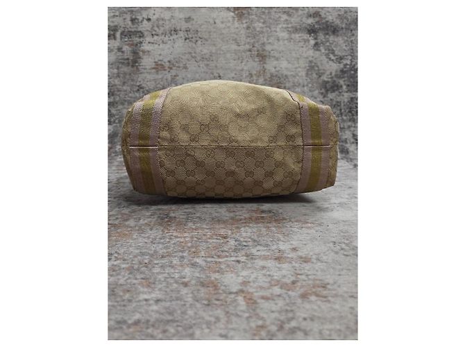 Borsa Gucci Sherry Line in tela monogram GG beige - vista 6