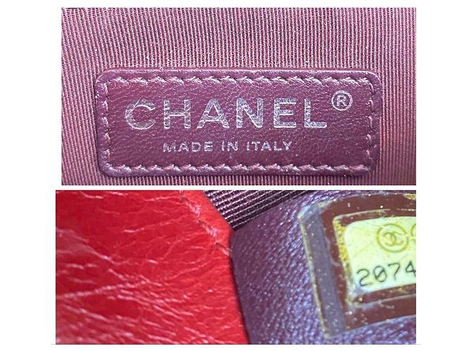 Borsa Chanel Medium Coco Boy Flap in pelle di vitello invecchiata lucida matelassé rossa Rosso - vista 10