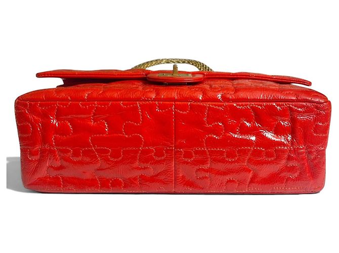 Mademoiselle Borsa Chanel 2.55 Reissue Medium Puzzle in pelle verniciata rossa Rosso - vista 9