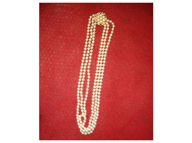 Collana Valentino in perle coltivate a tre fili Bianco - vista 3