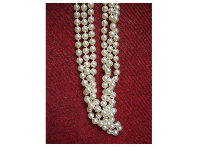 Collana Valentino in perle coltivate a tre fili Bianco - vista 6