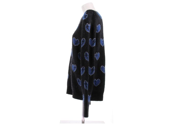 Saint Laurent Camisola preta corações azuis Preto - vista 4