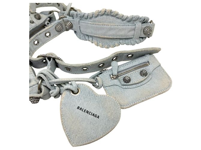 Borsa a tracolla Balenciaga Le Cagole Denim XS Blu - vista 10