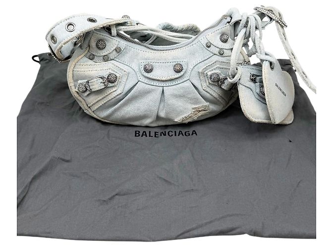 Borsa a tracolla Balenciaga Le Cagole Denim XS Blu - vista 15