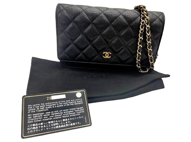 Timeless Portafoglio a catena Chanel AP0250 Matelassé Nero D'oro - vista 14