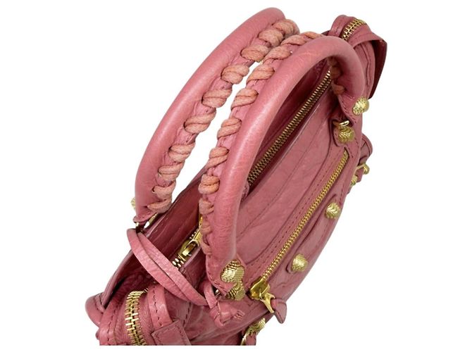 Borsa a mano Balenciaga Mini City in pelle rosa - vista 10