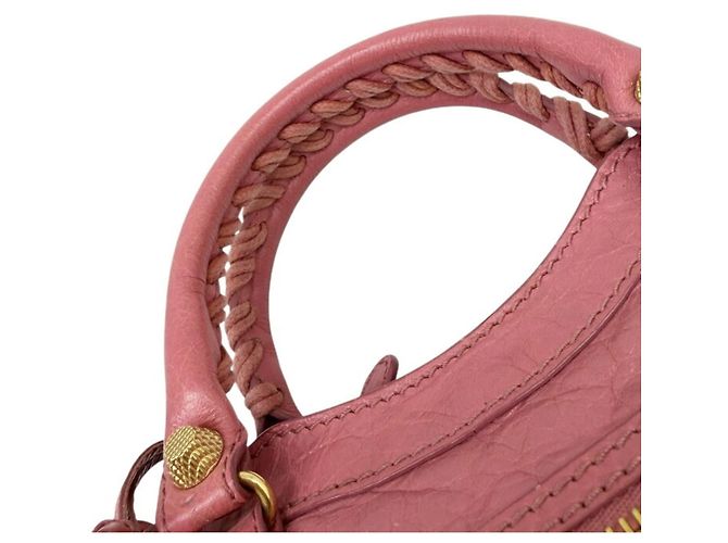 Borsa a mano Balenciaga Mini City in pelle rosa - vista 11