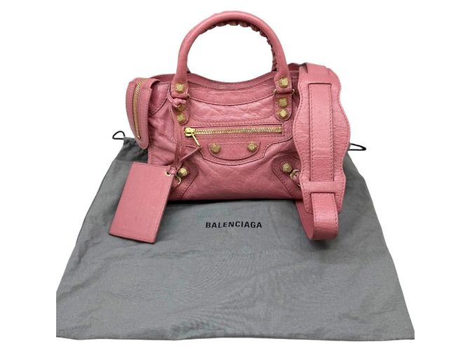 Borsa a mano Balenciaga Mini City in pelle rosa - vista 17