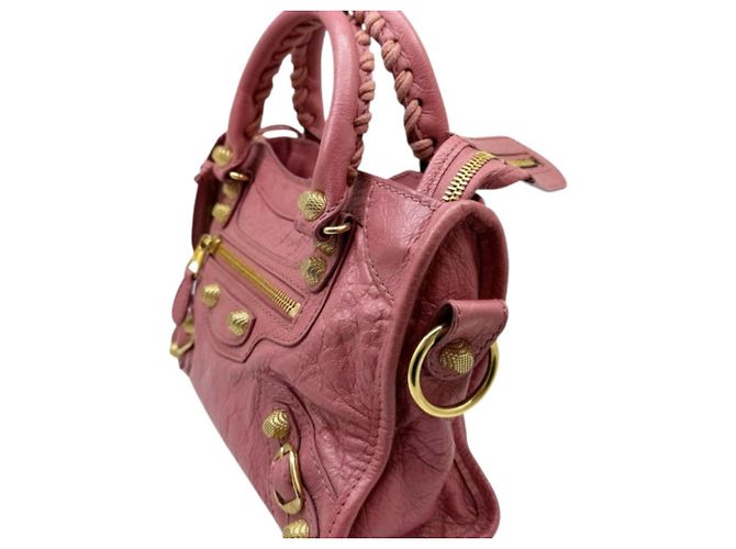 Borsa a mano Balenciaga Mini City in pelle rosa - vista 4