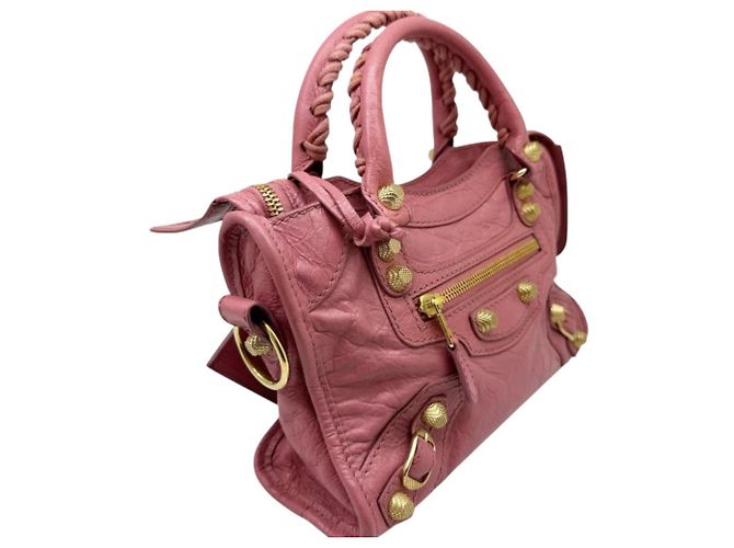 Borsa a mano Balenciaga Mini City in pelle rosa - vista 5