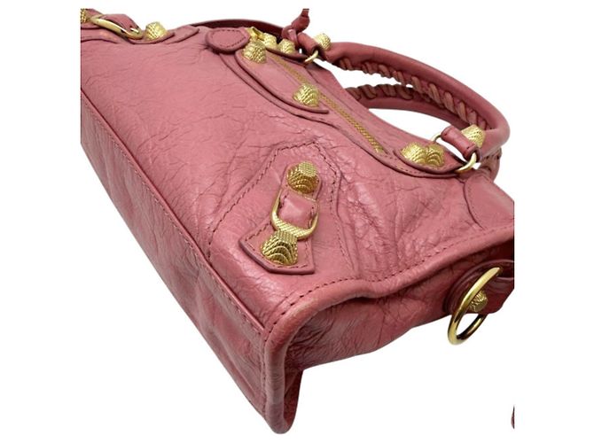 Borsa a mano Balenciaga Mini City in pelle rosa - vista 6