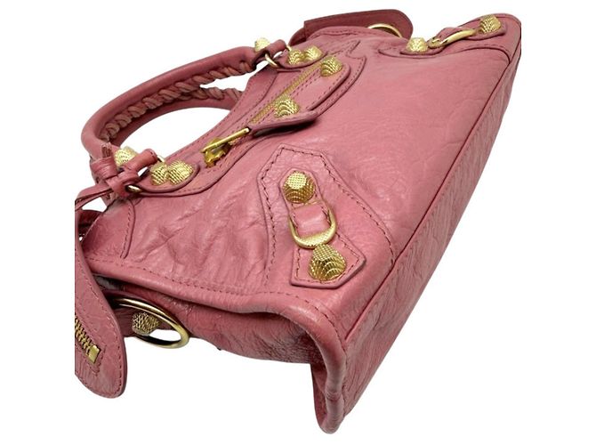 Borsa a mano Balenciaga Mini City in pelle rosa - vista 7