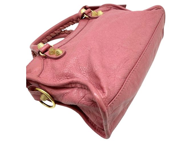 Borsa a mano Balenciaga Mini City in pelle rosa - vista 8