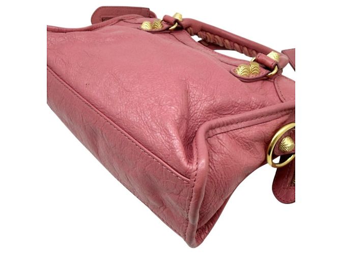 Borsa a mano Balenciaga Mini City in pelle rosa - vista 9