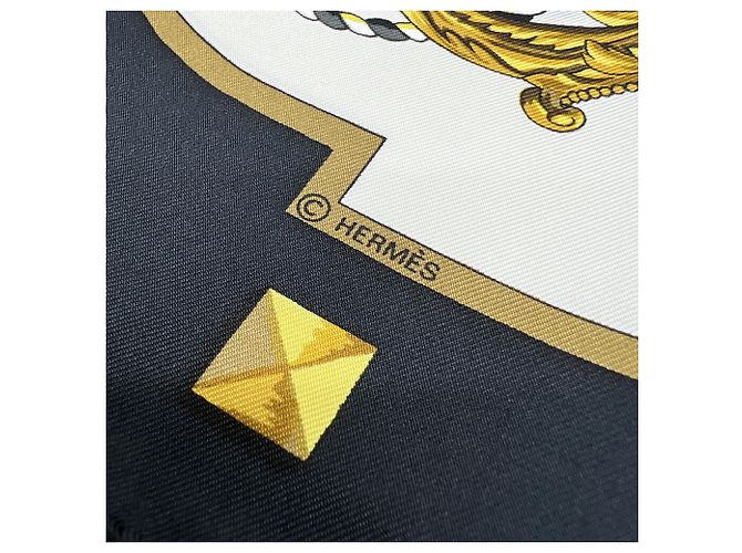 Hermès HERMES Carre 90 Les Cles Schal Schlüssel-Motiv Schwarz Weiß Mehrfarben - Ansicht 4