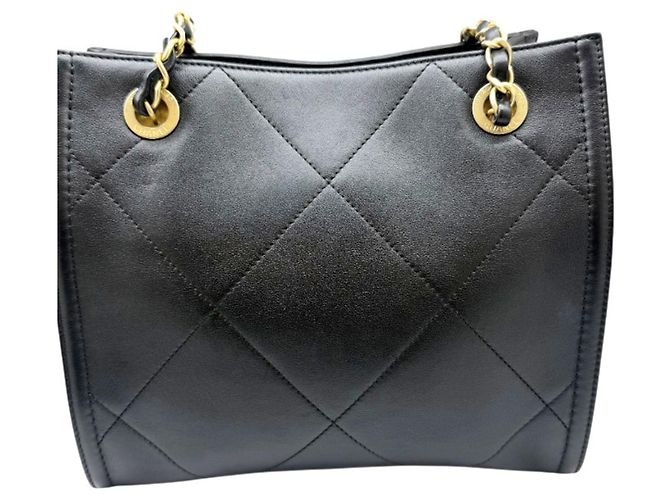 Bolso de hombro Chanel de piel de cordero con cadena Negro - vista 2