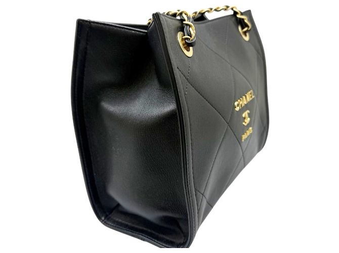 Bolso de hombro Chanel de piel de cordero con cadena Negro - vista 4