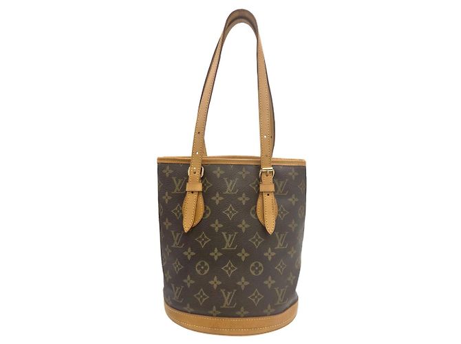 Saco Tote Louis Vuitton Monogram Bucket PM M42238 Marrom Monograma - vista 3