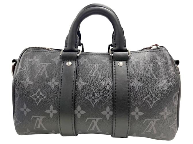 Keepall Borsa Boston Louis Vuitton Monogram Eclipse Marrone Nero Monogramma - vista 2