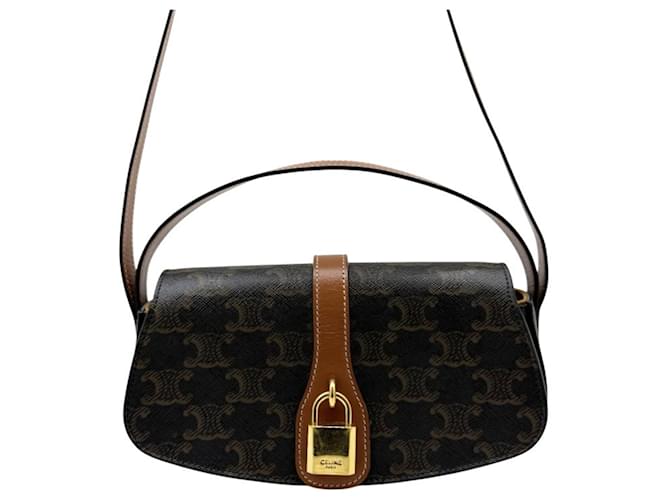 Céline Borsa a tracolla CELINE Triomphe Clutch Taboo Marrone - vista 3
