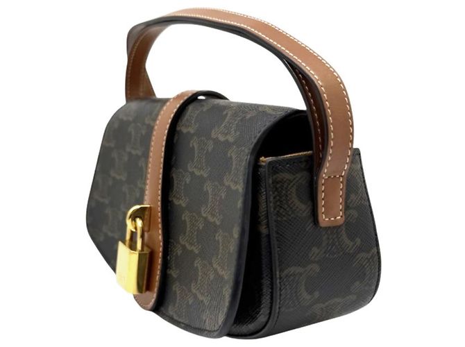 Céline Borsa a tracolla CELINE Triomphe Clutch Taboo Marrone - vista 4