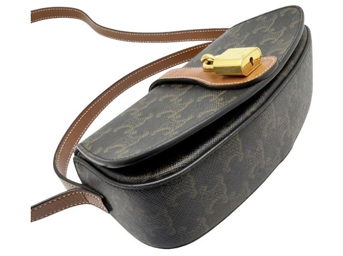 Céline Borsa a tracolla CELINE Triomphe Clutch Taboo Marrone - vista 6