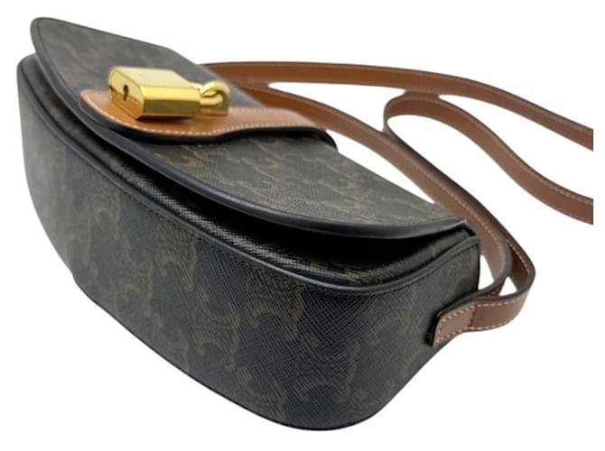 Céline Borsa a tracolla CELINE Triomphe Clutch Taboo Marrone - vista 7