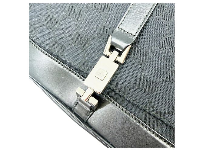 Sac à épaule Jackie petit en cuir et toile GG Gucci Noir - vue 11