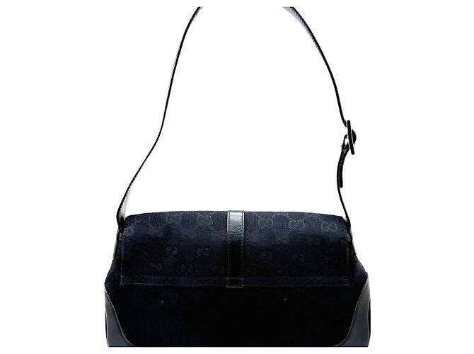 Sac à épaule Jackie petit en cuir et toile GG Gucci Noir - vue 2